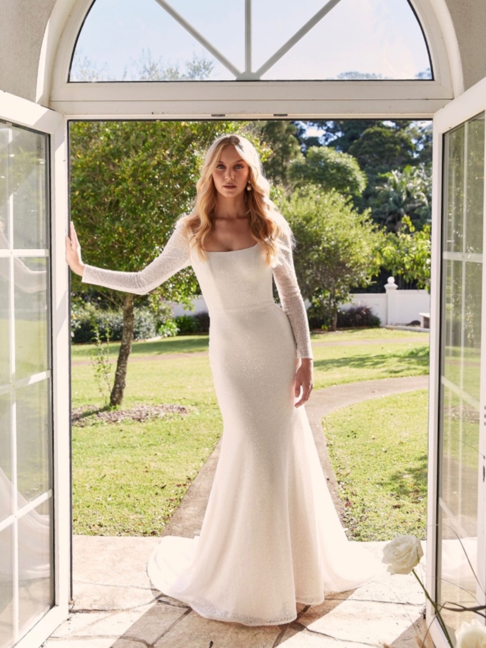 Madi Lane Drew Wedding Dress | Size 12 Sample | Ivory/Sand | Fit & Flare Lace Go